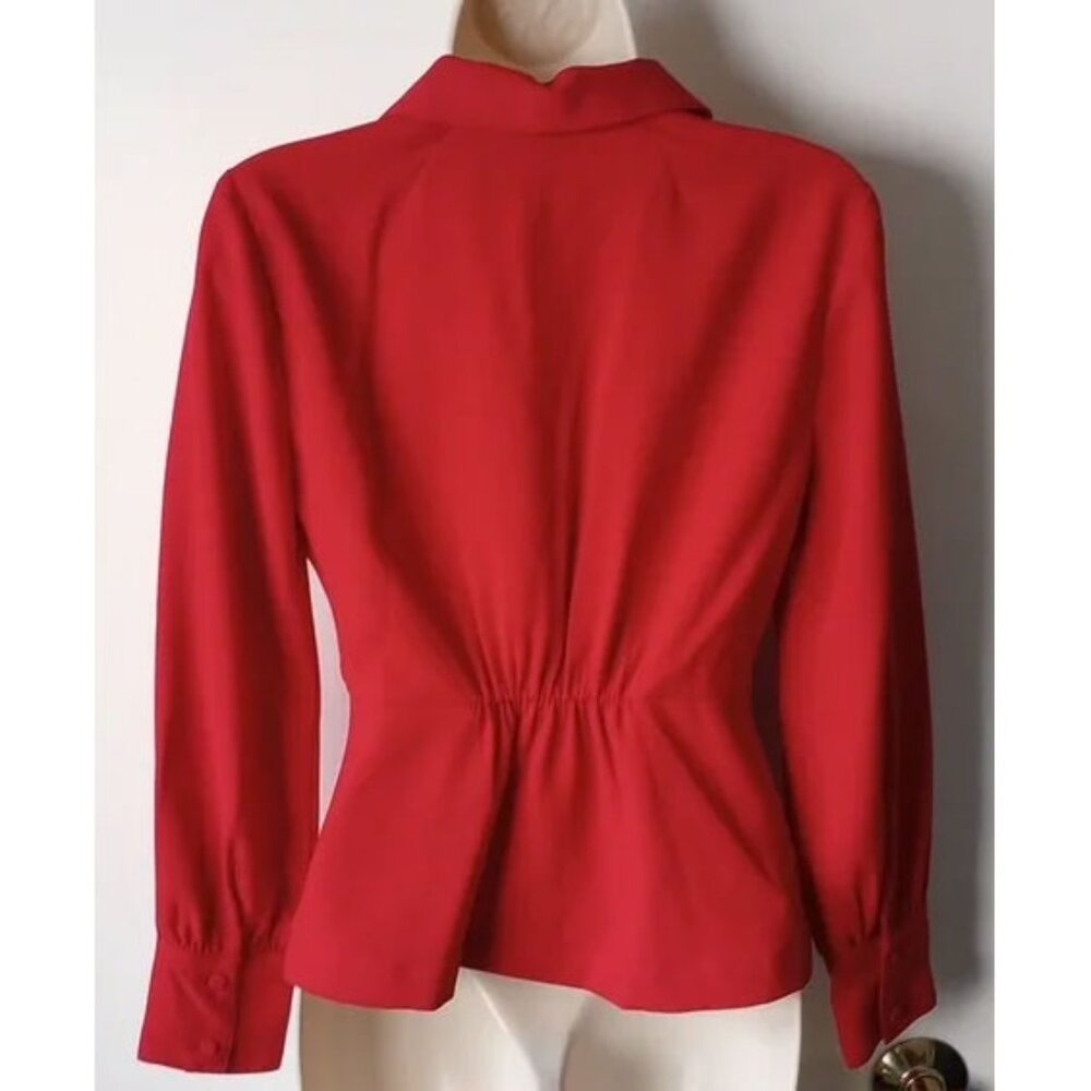 NWOT J Crew Faux Wrap Blouse 0 Red Long Sleeves  50off3 - Picture 3 of 7